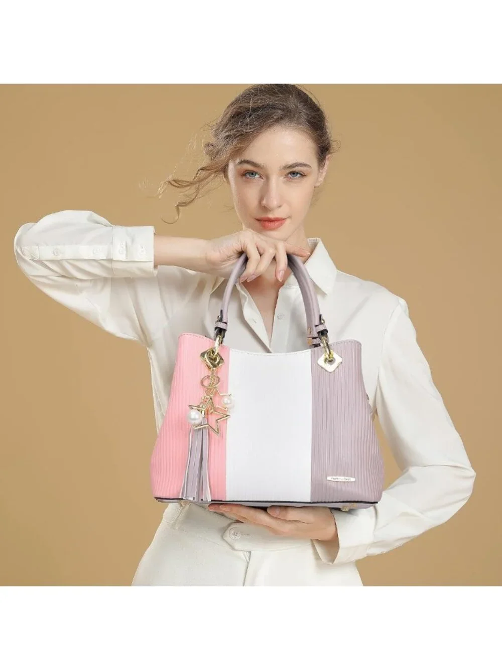 Stylish Leather Top Handle Handbags for Women | Medium Purses with Multiple